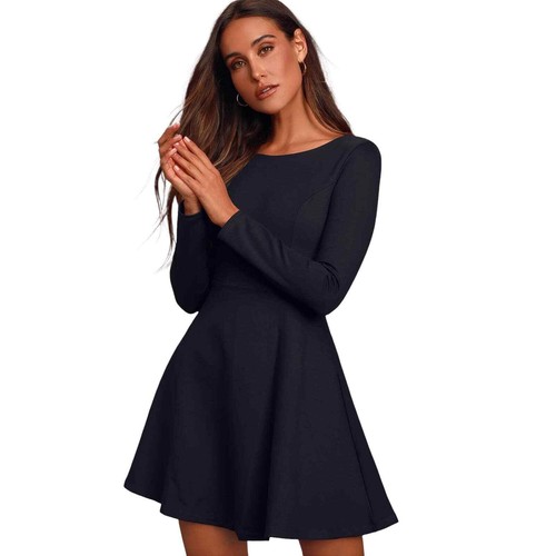 FOREVER CHIC Skater Dress Black 