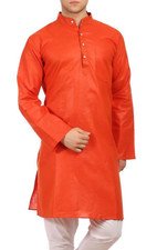 COTTON SILK RED KURTA PYJAMA S44