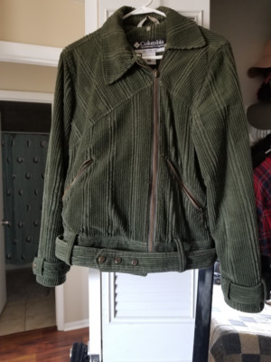 COLUMBIA Olive Ribbed Corduroy Coat w 