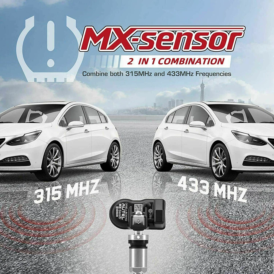 Sensor universal de presión de neumáticos Autel MX 315 MHz y 433 MHz TPMS programable Foto 3 de 4