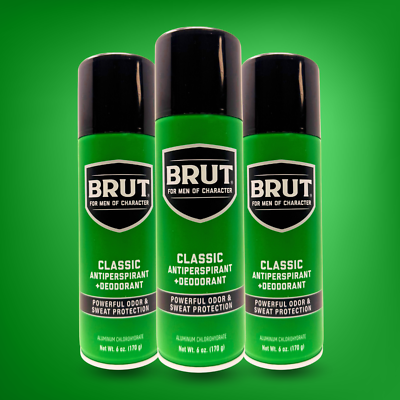 #ad Brut Classic Aluminum Free Deodorant Spray 24 HR Odor Protection 6oz Pack 3 $24.98
