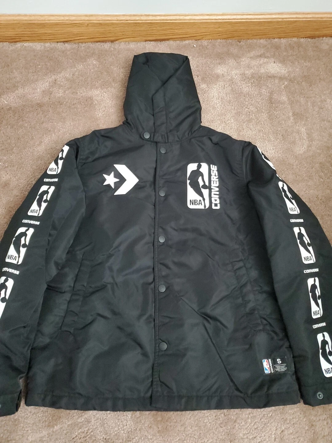 Giacca Converse NBA Coaches Prima Loft con cappuccio a scatto taglia S nuova con etichetta