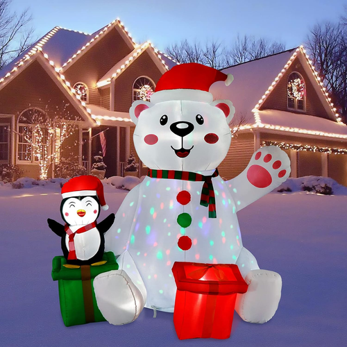 6FT Christmas Inflatables Outdoor Decorations, Polar Bear Inflatable