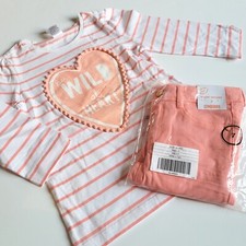 Gymboree Girls 7 Animal Party Wild at Heart Striped Shirt Pink Zip Jeans Set NWT