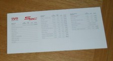 TVR S3c Price & Specifications Brochure Flyer 1990