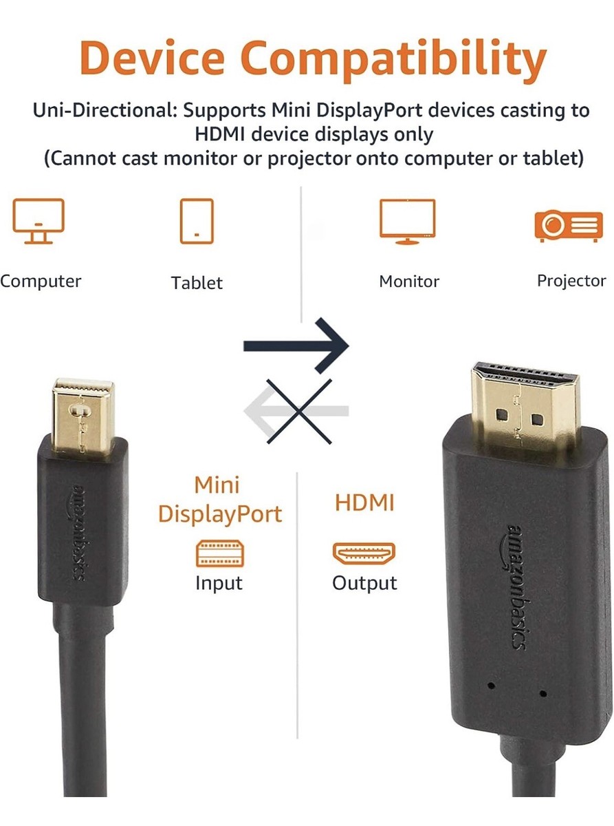 Amazon Dp To Mini Dp Cable Amazon Basics-Mini DisplayPort To HDMI