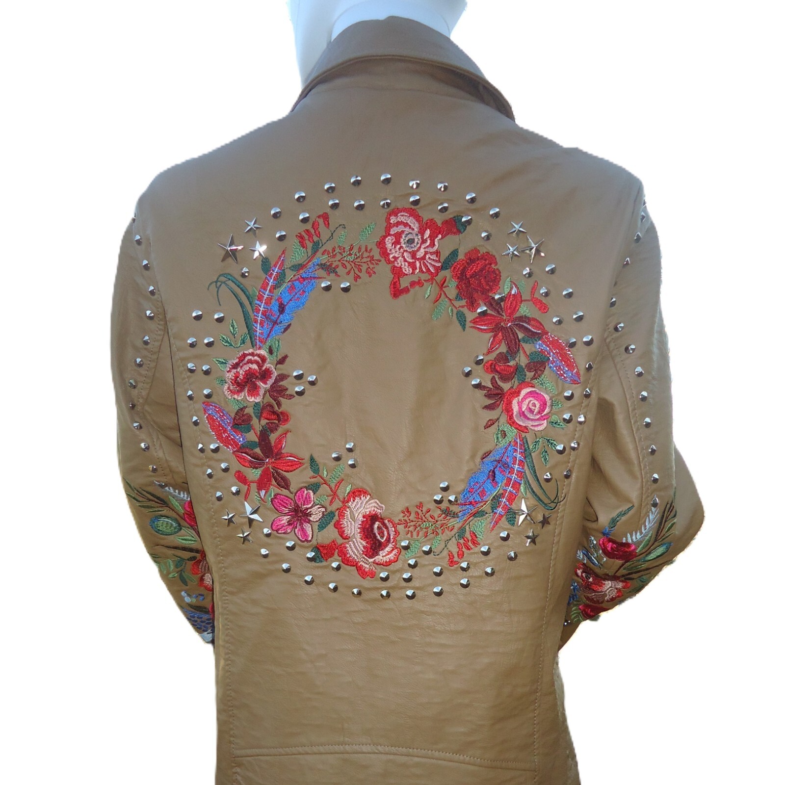 Ameri Mode Medium Brown Jacket Faux Leather Studd… - image 13