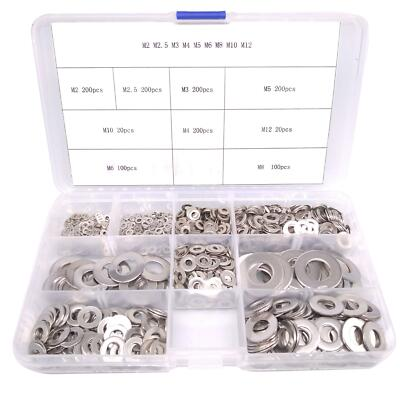 #ad #ad NJ STOCK 1240pcs Stainless Steel Flat Washers Assortment Kit $30.59