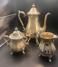 Antique Silverplate Tea Coffee Set Chippendale International Silver Co Sugar &