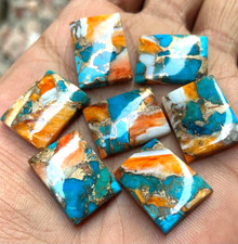 NATURAL OYSTER COPPER TURQUOISE CABOCHON CUSHION LOOSE GEMSTONE 10Pcs 12x14MM