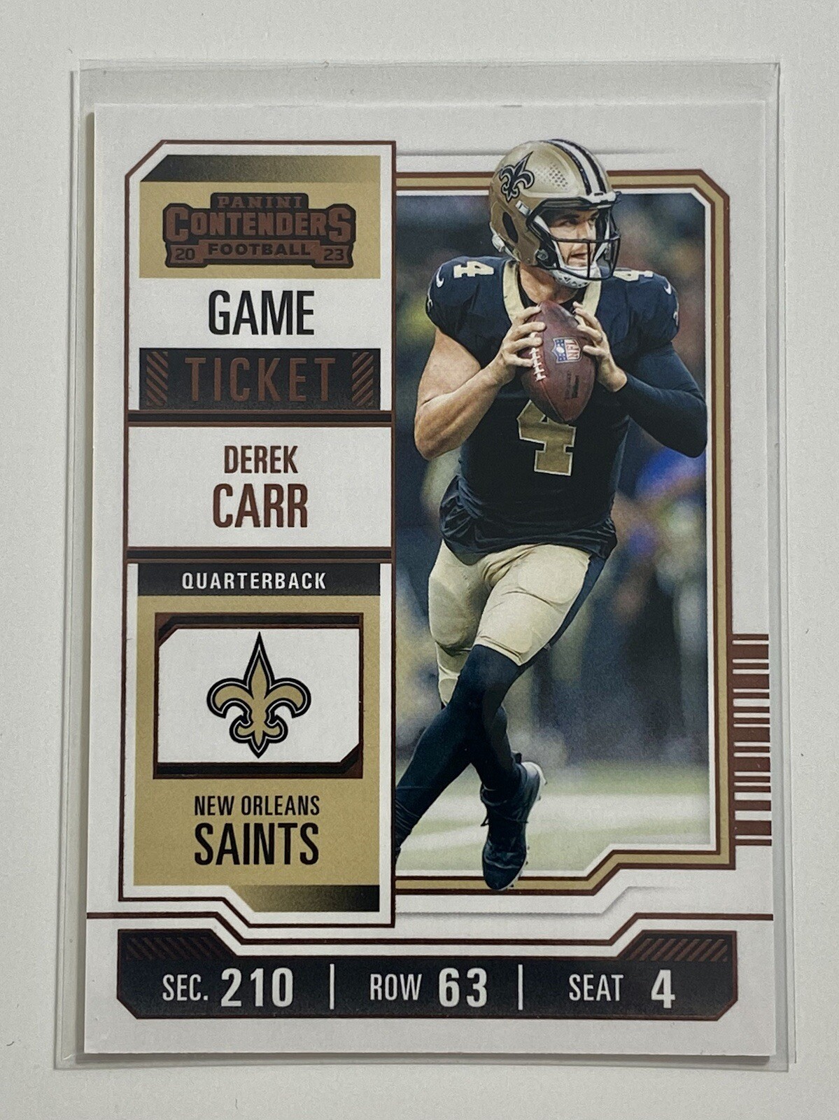2023 Panini Contenders Game Ticket Bronze Foil Derek Carr #72 Saints