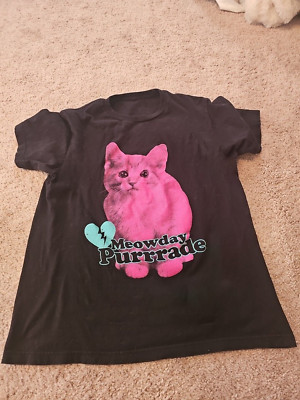 Rare Mayday Parade Band Cat Meowday Purrade Unisex T-Shirt All Size MC474