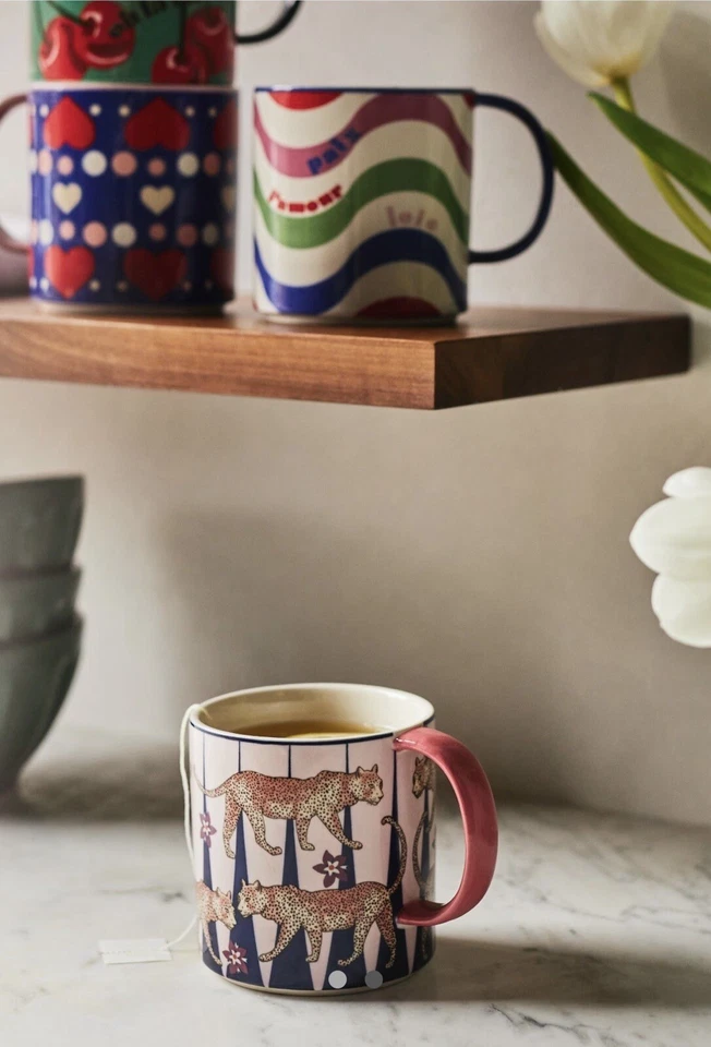 NUEVA TAZA DE CAFÉ CON LECHE ANTHROPOLOGIE CAFÉ TÉ L'AMOUR FRANCÉS AMOR TIGRES MAEVE REGALO Foto 2 de 4