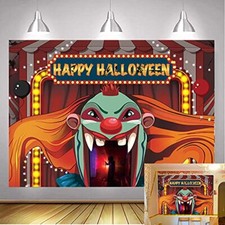 Evil Circus Theme Halloween Backdrop Giant Scary Clown Ghost Halloween Backdrop