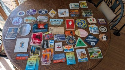 Vintage Hotel Luggage Labels Decals Lot 150+ Europe Asia Travel Ephemera 1965