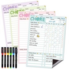 Magnetic Dry Erase Chore Chart Board for Kids, 4 Pack with Markers
