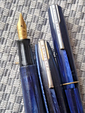 1930er WATERMANS 503 Blau Füllfederhalter & Druckbleistift Set Gold 585er Feder