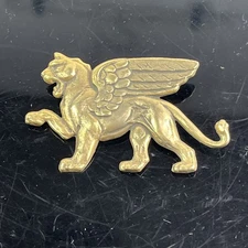 Vintage 1950’s Large Gold Tone “Winged Lion Of Venice” Griffin Figure Brooch