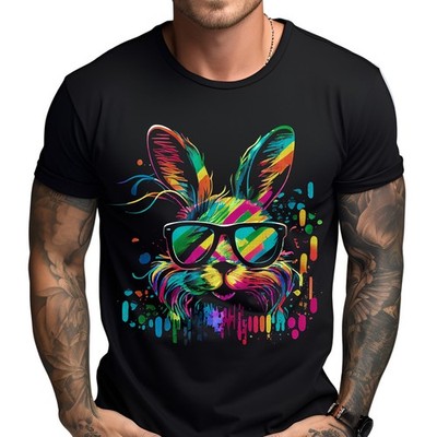 Stuff-Box Herren Rundhals Kurzarm T-Shirt schwarz Cool Rabbit F-0048 - Print 