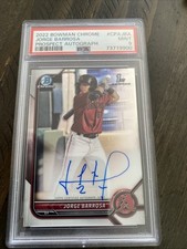 2022 Bowman Chrome #CPAJBA Jorge Barrosa Prospect Autograph PSA 9