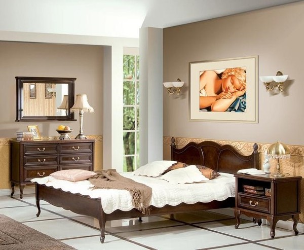 Klassisches Schlafzimmer Set Bett 2X Nachttische HolzmöBel Kommode Stilvoller-image