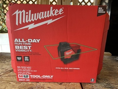Milwaukee 3631-20 M12 360 Degree Green Beam Single Plane Laser TOOL with CASE