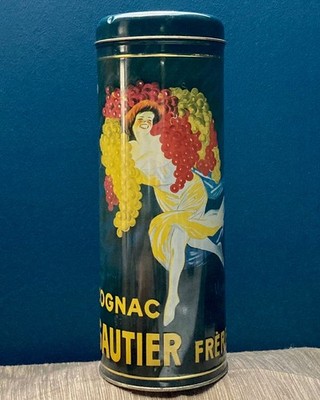 Vintage Französische Cognac Gautier Frères Dose Maquette Art Deco MCM Weinrebe Design