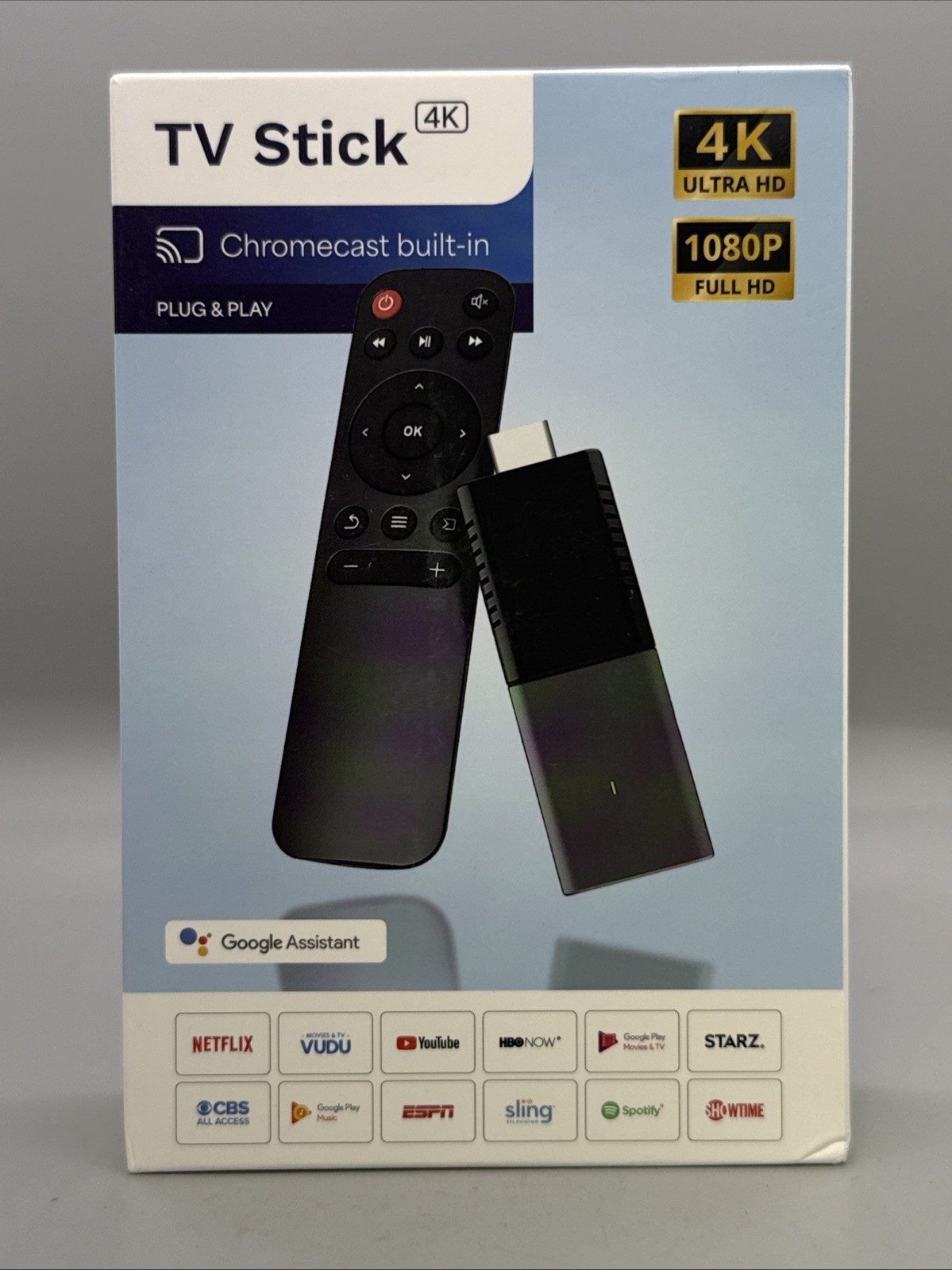 {B} Smart TV Stick 4K UHD Chromecast Built in Android TV Google Assistant Remote