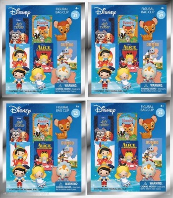 DISNEY SERIES 42 3D FIGURAL BLIND BAG CLIP LOT OF 4 BLIND BAGS 