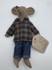 NEW Maileg Light Brown Dad Mouse Mice Dollhouse Miniature Doll Boy Miniatures
