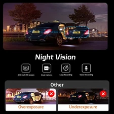 Easy-To-Install Easy-To-Use Waterproof Front and Rear Dual-Camera 1080P Dash Cam