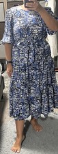 Kate Spade Scenic Stroll Lawn Dress Midi Spring 3/4 Sleeve Tie Puff Womens L 