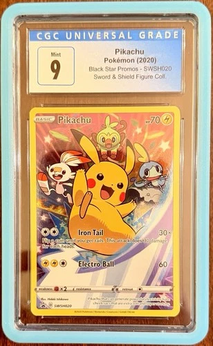 CGC 9 Mint 2020 POKEMON SWSH020  PROMO FIGURE Collection PIKACHU W/ Slab guard