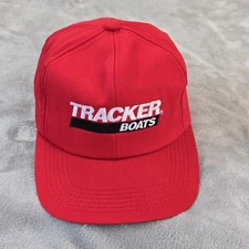 Vtg Tracker Boats Cap SnapBack Red Trucker K Products Hat USA Bass Fishing