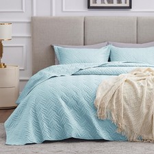 Twin Quilt Set Light Blue Bedspreads - Soft Bed Summer Lightweight Bedspread ...