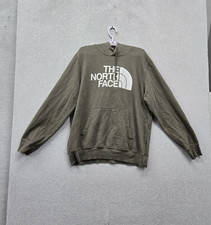 The North Face Men Hoodie L Green Fleece Logo Graphic Print Activewear Pullover