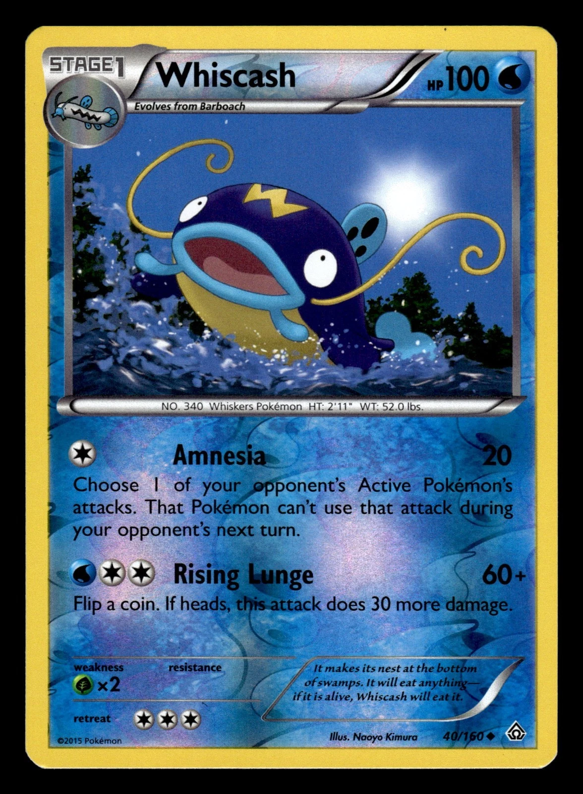 Whiscash 40/160 Reverse Holo XY Primal Clash Pokemon Card