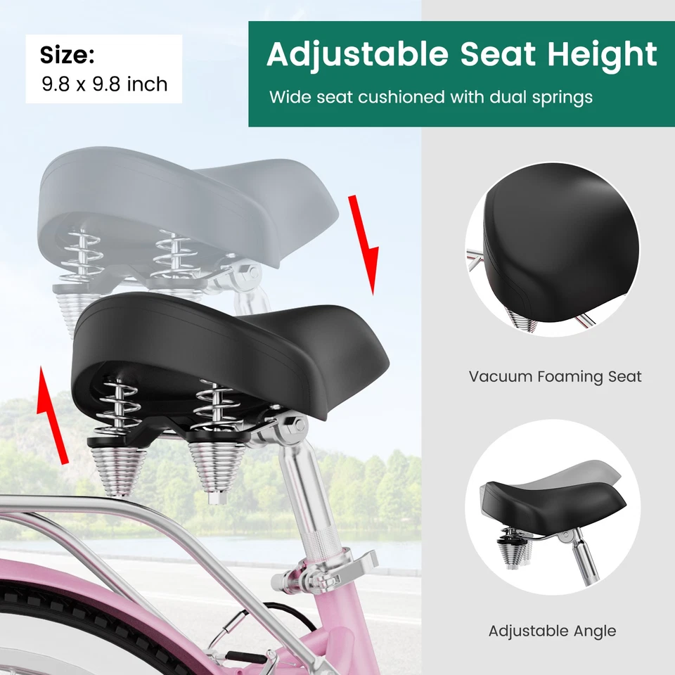 DoCred 24/26 Inch Beach Cruiser Bike,7 Speed Adult City Bicycle for Men & Women - Image 4 of 4