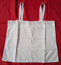 Leibwäsche Damen antik alt Unterhemd, Baumwolle weiß, Spitze