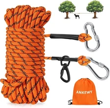 Dog Tie Out Cable for Camping 50ft, Runner Yard Hold up 50FT, Orange 