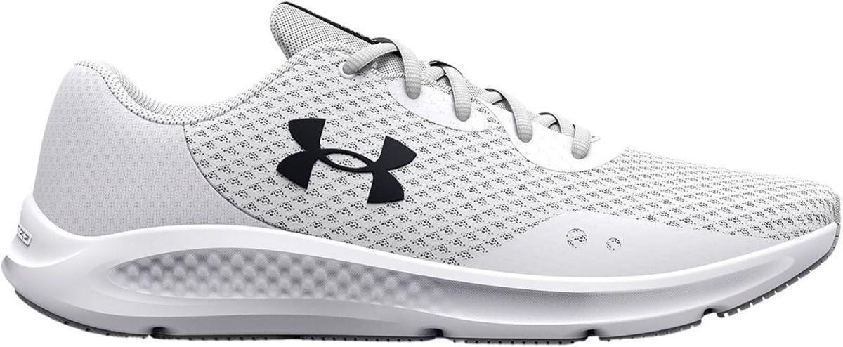 Under Armour Women's Charged Pursuit 3 Running Shoe, White-Halo Gray-Black