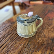 Antiguo condimento de peltre de barril de rábano Mettlach Stein RARO #469 con tapa alemana