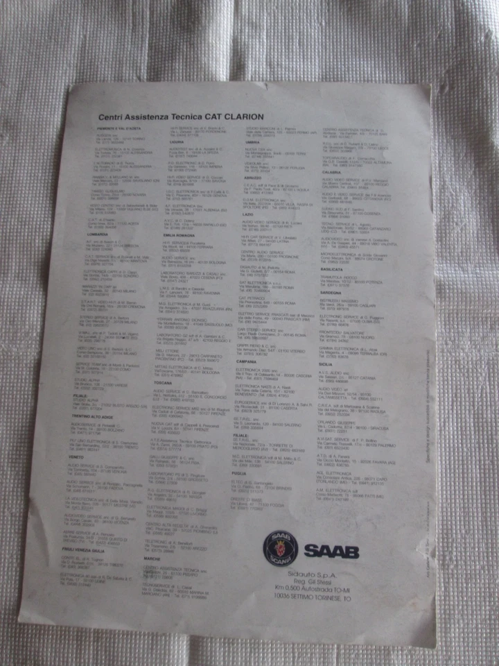 SAAB Programma Audio Autoradio CLARION Depliant Brochure Originale anno 1998 - Immagine 3 di 3
