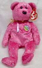 Ty Beanie Baby Decade the Bear 10th Anniversary Pink Vintage Plush