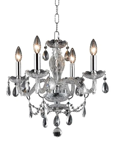 Elegant Lighting LD7834D17 Chrome Elle 4-Light 17"W Crystal Chandelier - Picture 1 of 3