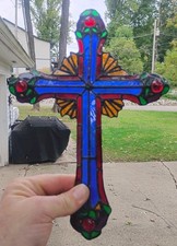Franklin Mint Suncatcher Stained Glass Cross: Ray of Hope - 11" x 7.5"