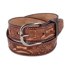 CTM Boy's Leather Rodeo Tooled Western Belt