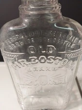 1954 Vintage Old MR. BOSTON Whiskey Bottle Embossed Graphic 