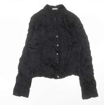 Per Una Damen schwarz Polyester Basic Knopfleiste Größe 10 Rundhalsausschnitt