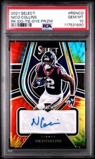 2021 Panini Select Nico Collins #RSNCO Tie-Dye Prizm Rookie Auto /25 PSA 10